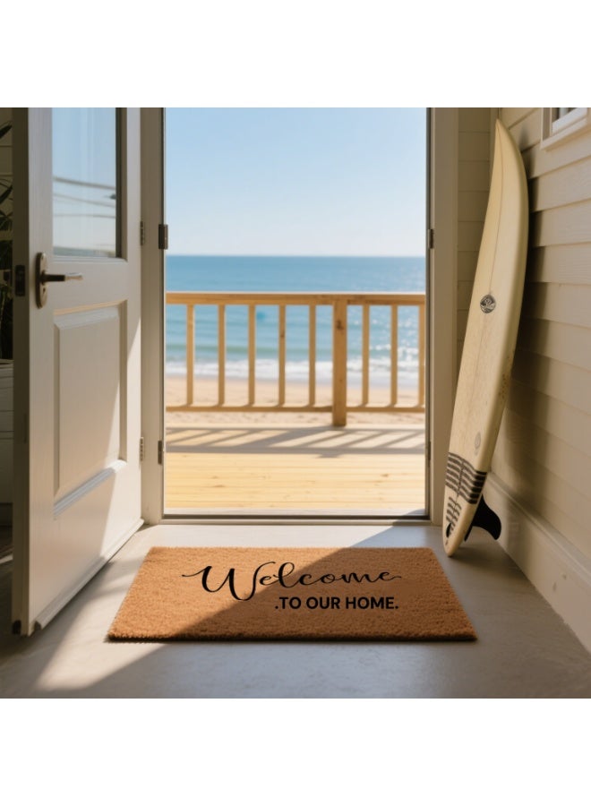 آنا سجادة مدخل عملية مقاومة للأوساخ بمقاس 40*60 سم تحمل شعار "مرحباً" - Image 5
