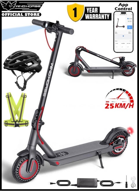 Electric Lightweight Folding Scooter, 350W Motor, 36V 8Ah Battery, 8.5 Inches Tires, 30KM Range, 25KM/H Speed, Digital Display and App Control