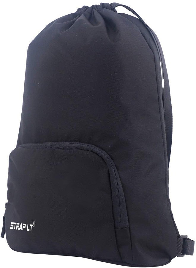 StrapLt Foldable Design Outdoor Activities Drawstring Backpack for Men & Women (Black, 10L) - Image 3