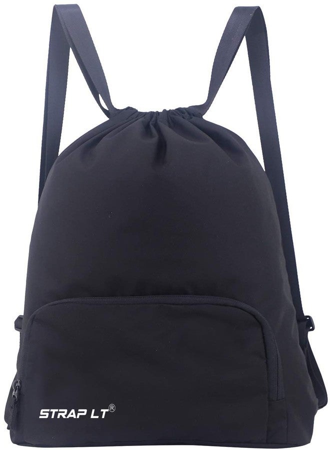 StrapLt Foldable Design Outdoor Activities Drawstring Backpack for Men & Women (Black, 10L) - Image 1