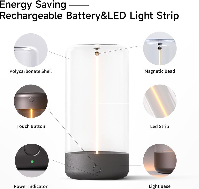 GBEX Designed Mini Minimalist Table Lamp Cordless LED Desk Lamp Rechargeable Modern Night Lights with Breathing Effect for Home Office Ideal as Atmosphere or Playing Games Multicolour - Image 3