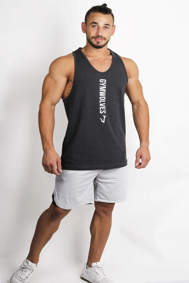 Gymwolves Sports Tank Top Black Stringer Workout Tanktop Comfortable Series