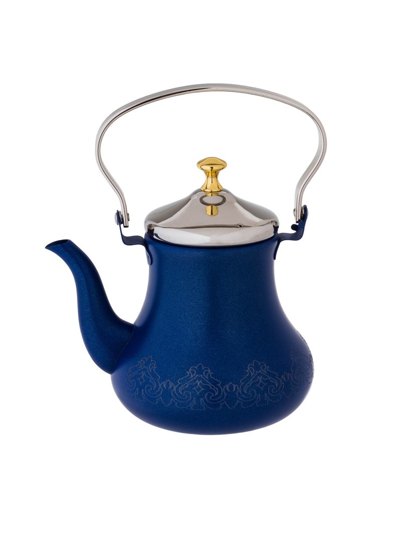 Hic 3 Piece Moroccan Steel Tea Pot Set Blue Color Laser Engraved - Image 2