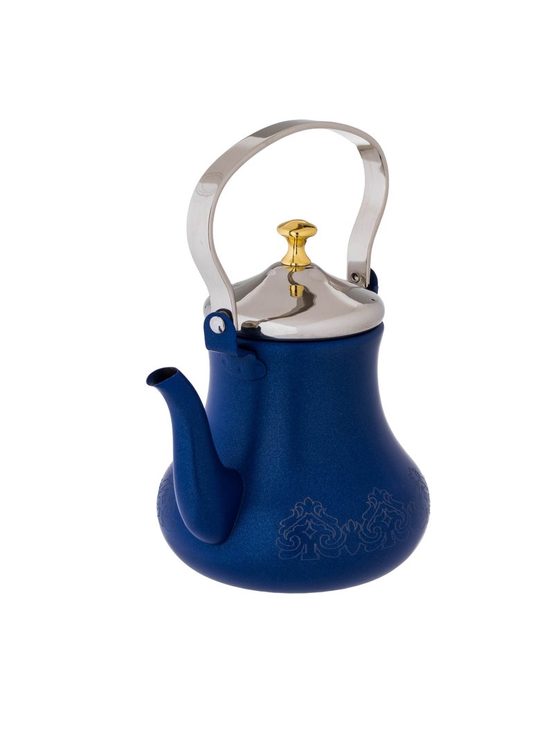 Hic 3 Piece Moroccan Steel Tea Pot Set Blue Color Laser Engraved - Image 3
