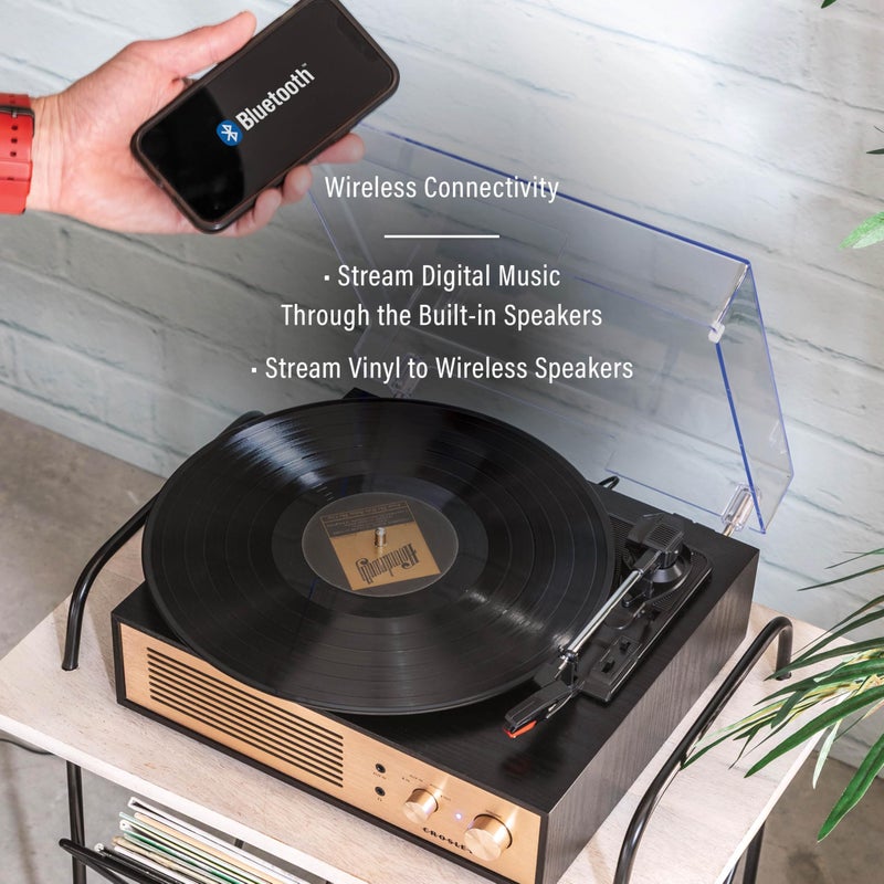 Crosley CR6045A-BK Miles 3-Speed Bluetooth in/Out Record Player Turntable with Built-in Speakers, Black - Image 3