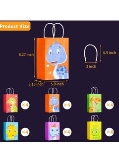 INFOSUN 24 Pieces paper party gift bag, new cute cartoon series kraft paper bag, Theme Birthday Party Baby Party supplies Gift Bag Food Bags, 8.27 x 5.91 x 3.15 inches (6 colors)  - Image 3