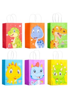 INFOSUN 24 Pieces paper party gift bag, new cute cartoon series kraft paper bag, Theme Birthday Party Baby Party supplies Gift Bag Food Bags, 8.27 x 5.91 x 3.15 inches (6 colors)  - Image 1