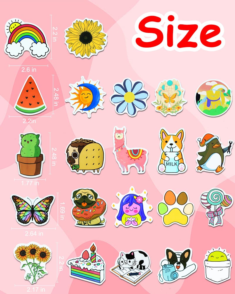 Eoaod 200Pcs Water Bottle Stickers for Kids, Cute Stickers for Water Bottles, Vinyl Waterproof Aesthetic Laptop Sticker Pack Classroom Prizes Skateboard for Kids Teens Girls Students - Image 5