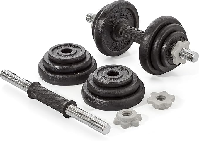 Adjustable YORK Dumbbell Set with Carrying Case, 30 kg Weight Plates, Black - Image 3
