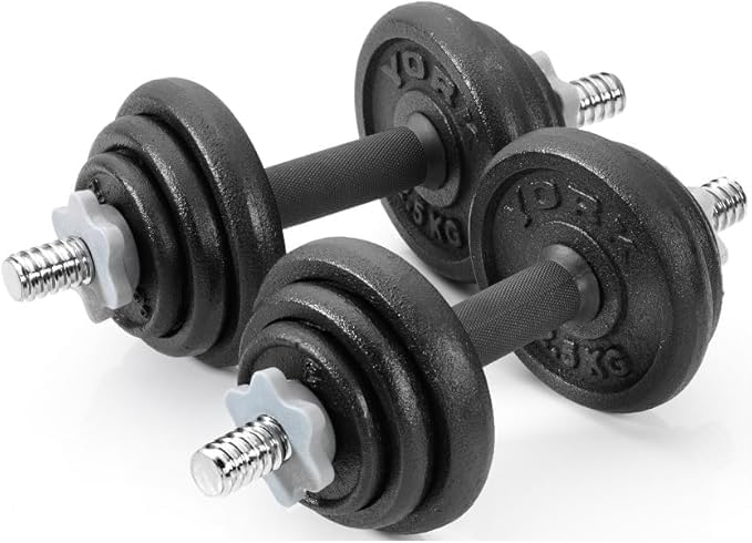 Adjustable YORK Dumbbell Set with Carrying Case, 30 kg Weight Plates, Black - Image 5