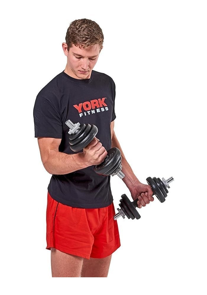 Adjustable YORK Dumbbell Set with Carrying Case, 30 kg Weight Plates, Black - Image 4
