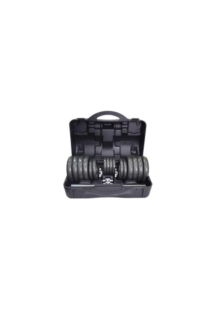 Adjustable YORK Dumbbell Set with Carrying Case, 30 kg Weight Plates, Black - Image 1
