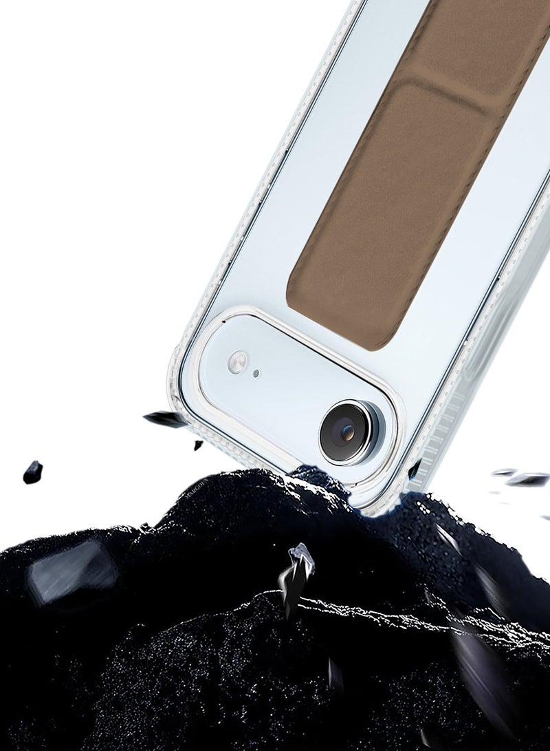 CATANES 3 Packs Finger Grip Clear Case Cover for iPhone 17 Air- Kickstand Car Magnetic Holder Multi-function Protective Two-in-one Case with Two Privacy Screen Protectors - Brown - Image 2