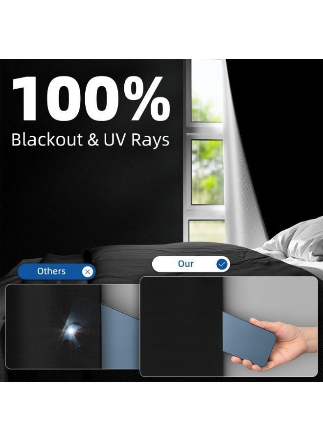 Portable Blackout Curtain 146x200cm with Self Adhesive Tape, No Drill Cuttable Blackout Window Shade for Bedroom, Nursery, Living Room and Travel - Image 3