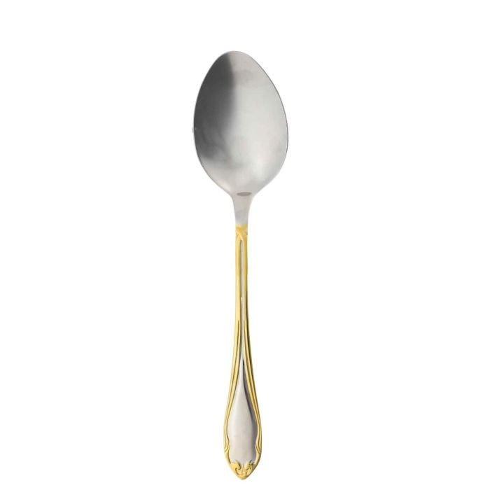 alsaifhome Elegant Stainless Steel Serving Spoon – Silver with Gold Touches