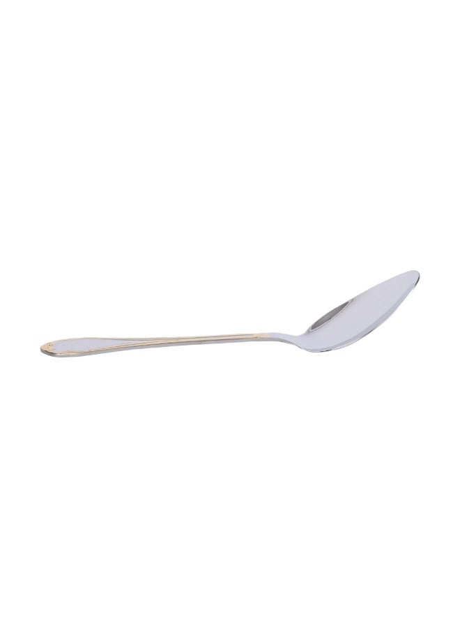 alsaifhome Elegant Stainless Steel Serving Spoon – Silver with Gold Touches - Image 4