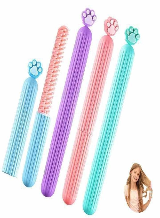 Feinerman Cute Cartoon Travel Hair Comb for Girls with Cover - Lightweight Detangling Comb for Women, Compact Pocket Hair Brush, Easy Carry Beauty Comb for Dating, Office, and Travel Use (Multicolor) - Image 1