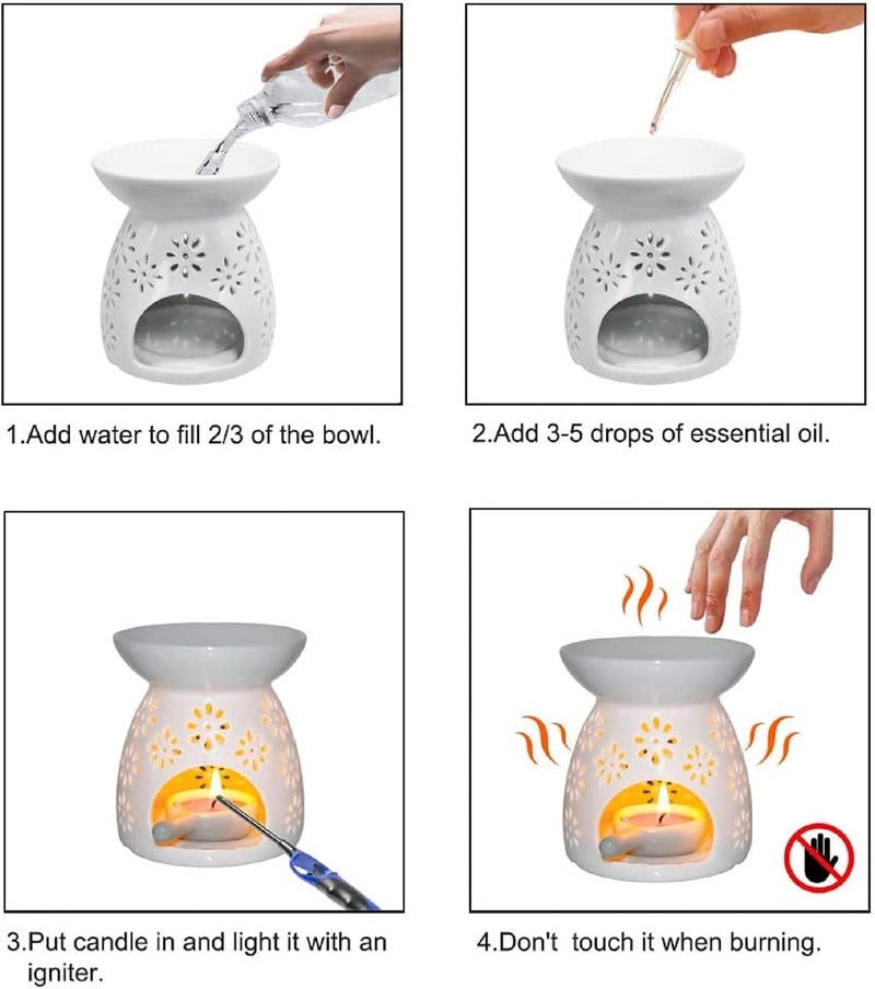 Womdee Essential Oil Candle Warmers, Ceramic Tealight Holder,Aroma Oil Burner, Oil Burner Aromatherapy Oil Warmer Home Bedroom Decoration - Image 2