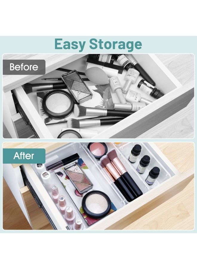 Set of 25 clear plastic drawer organizers, multi-size, organize drawers in bathroom, makeup, jewelry, kitchen and office. - Image 4