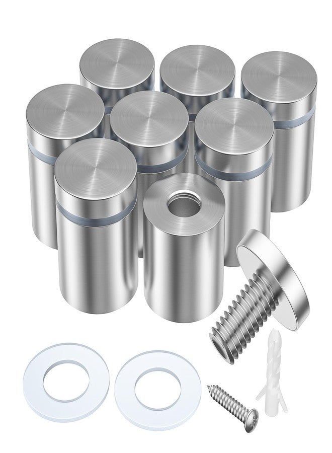 LuckIn 8 Pack Standoff Screws for Acrylic (1 in. Dia x 1 in. L), Stainless Steel Stand Off Wall Mounts Hardware for Sign Holder, Silver - Image 1
