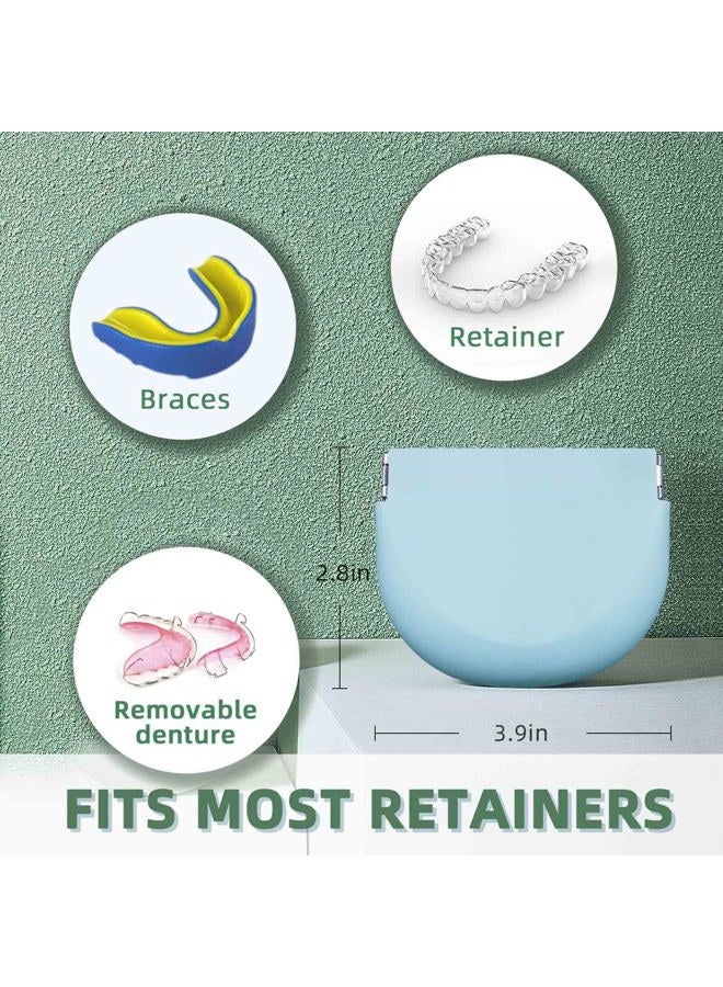 onbuwws Silicone Retainer Case with Lanyard Slim Cute Retainer Holder Dental Thin Container Braces Case for Girl Women Kids Men Travel Partial Denture Night Mouth Guard Aligner Case(Light Green) - Image 5