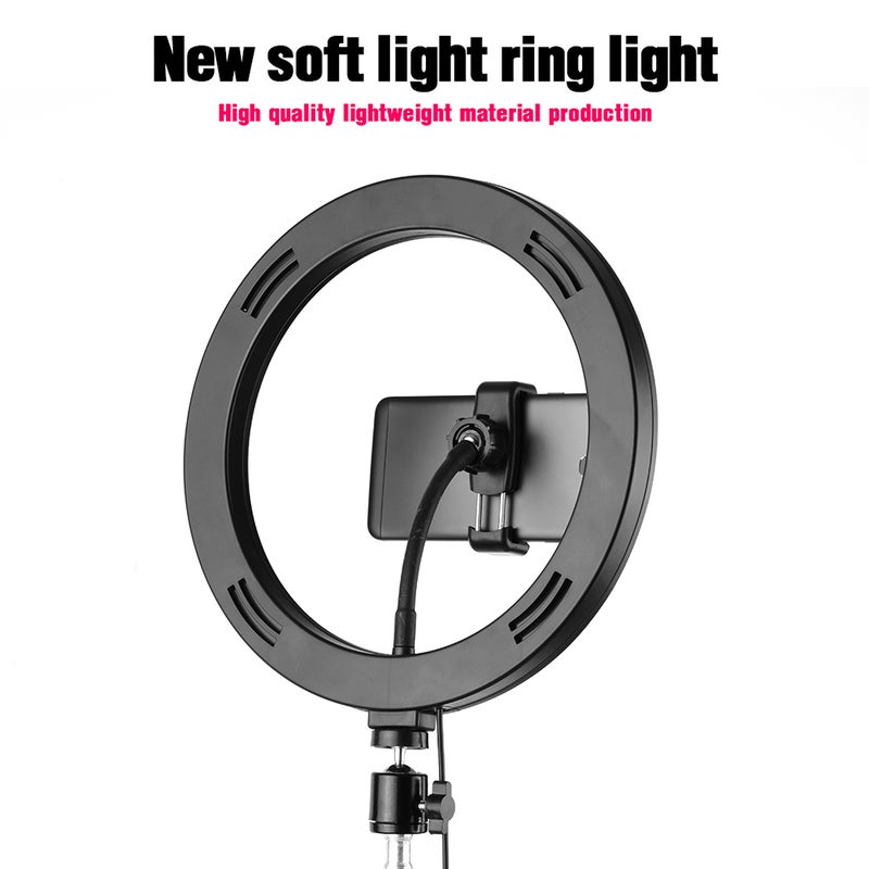 26cm/10inch inch LED Ring Light 3 Colors 10 Levels Dimmable 3200-5600K Color Temperature with Tripods Phone and Tablet Holders for Live Sream Makeup Portrait YouTube Video Lighting - Image 4