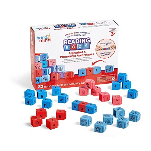 hand2mind Reading Rods Alphabet Phonemic Awareness Word Building Activities Letter Blocks CVC Words for Kindergarten Spelling Toys Reading Tools for Kids Science of Reading Manipulatives - Image 1