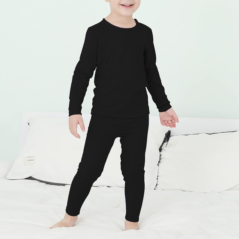 American Trends Girls Underwear Kids Thermal Underwears Toddler Winter Base Layer Long Johns Sets for Boys A Black Large (100) /3T-4T  - Image 3