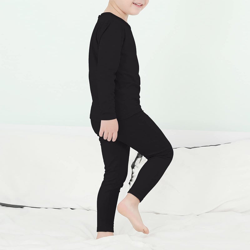 American Trends Girls Underwear Kids Thermal Underwears Toddler Winter Base Layer Long Johns Sets for Boys A Black Large (100) /3T-4T  - Image 5