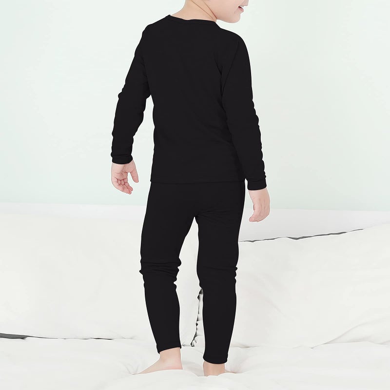 American Trends Girls Underwear Kids Thermal Underwears Toddler Winter Base Layer Long Johns Sets for Boys A Black Large (100) /3T-4T  - Image 4