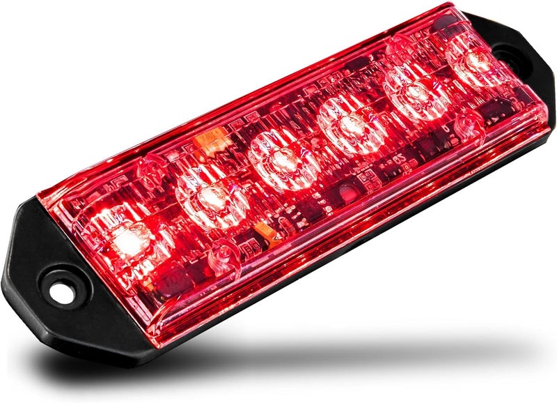 LAMPHUS PlanarFlash 6W Red LED Surface Mount Police Grill Strobe Warning Light [SAE Class 1] 12V Ultra Slim Flat Grille Flashing Emergency Fire Light for EMS Responder Firefighter Vehicle Car - Image 1