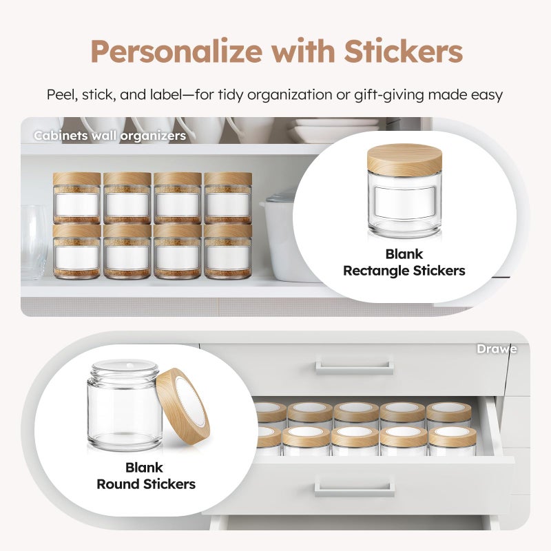 Tecohouse 4 oz Glass Jars with Lids, 24 Pack Clear Small Glass Jars with Woodgrain Lids Leakproof Round Airtight Empty Cosmetic Travel Containers with Inner Liners For Lotions Powders and Candle Making - Image 5