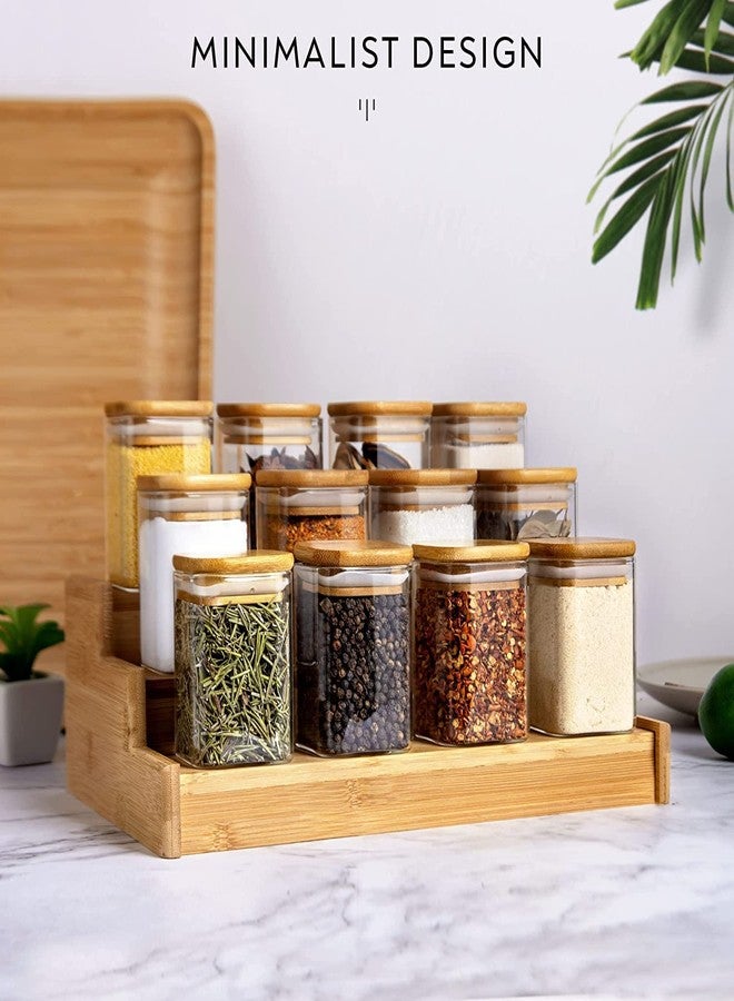kaqer Square Fancy Food Storage Containers Set, Airtight Food Jars with Bamboo Wooden Lids (230, Rectangular, 3, kaqer123) - Image 3