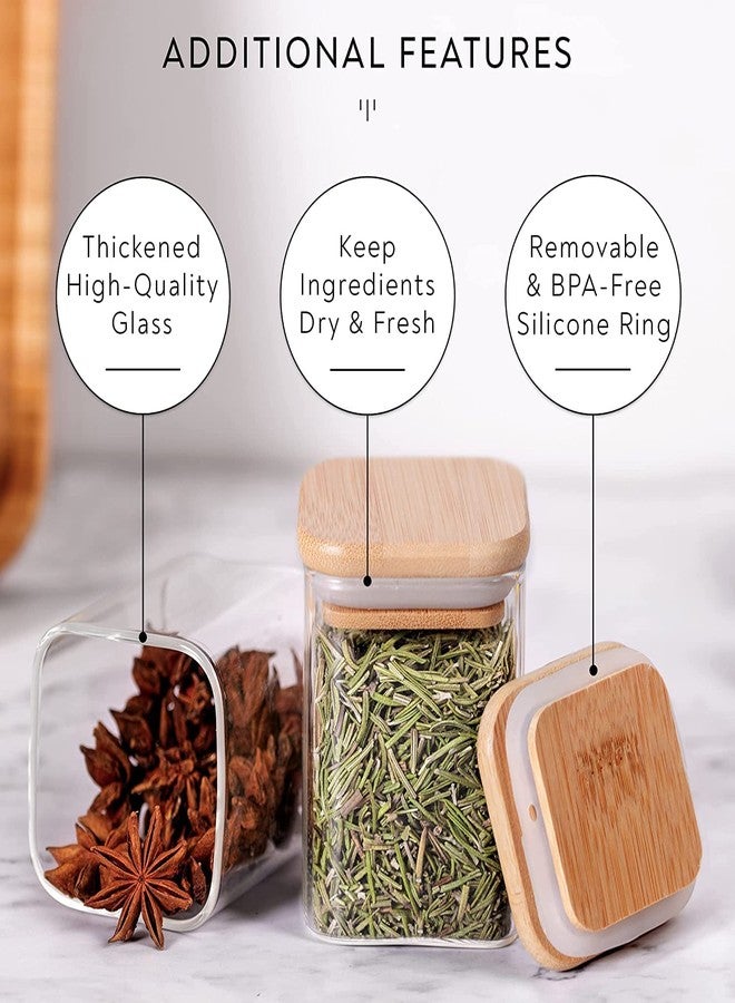 kaqer Square Fancy Food Storage Containers Set, Airtight Food Jars with Bamboo Wooden Lids (230, Rectangular, 3, kaqer123) - Image 4