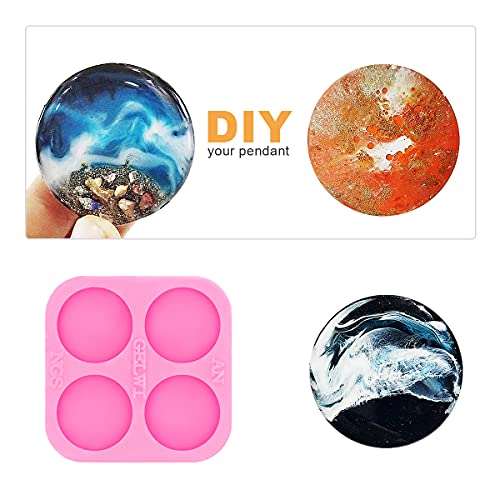 Angel Wings Super Shiny 0.75 inch Silicone Molds Mini Round Resin Mold, 4-Cavity Small Size Circle Epoxy Resin Casting Mold for DIY Badge Reels Mold Earrings Mold Jewelry Making Silicone Mould - Image 3