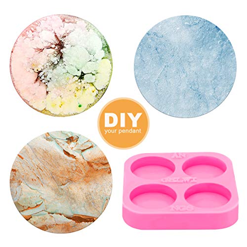 Angel Wings Super Shiny 0.75 inch Silicone Molds Mini Round Resin Mold, 4-Cavity Small Size Circle Epoxy Resin Casting Mold for DIY Badge Reels Mold Earrings Mold Jewelry Making Silicone Mould - Image 5