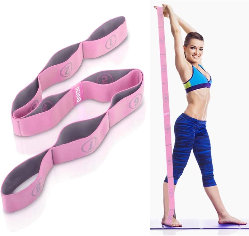 Dehub Stretch Strap, Elastic Yoga Stretching Strap, Multi-Loop for Physical Therapy, Pilates, Yoga, Dance & Gymnastics Exercise and Flexible Pilates Stretch Band - Image 1
