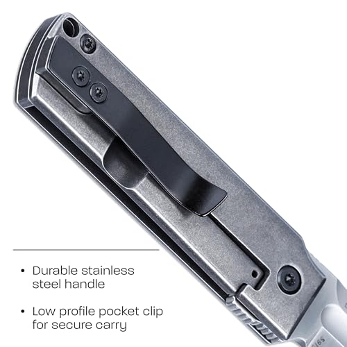 CRKT MinimalX Everyday Carry Folding Knife: Razor Style with 12C27 Steel Blade, Stainless Steel Handle, 5915 - Image 3