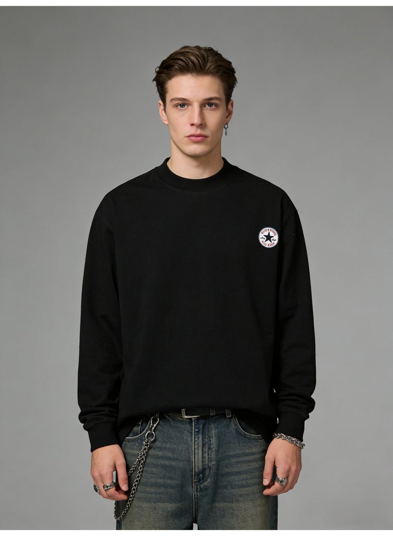 CONVERSE loose casual long-sleeved round neck T-shirt-suitable for both men and women, cotton sports shirt with logo, casual and fashionable street clothes in China. - Image 1