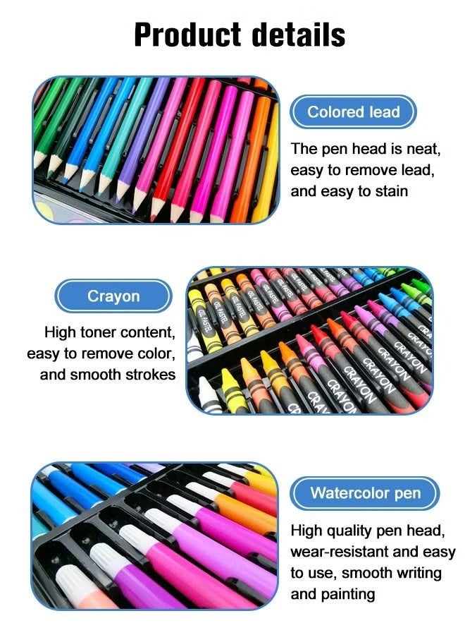 الحلم 150 قطعة من لوازم الفنون الفاخرة للأطفال، مجموعات Homeyearn للرسم والتلوين والمزيد في صندوق فني محمول، مجموعات أدوات التلوين هدية رائعة للأطفال والمبتدئين - Image 3