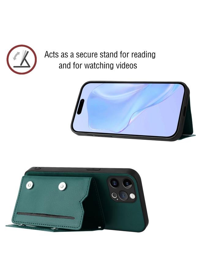 S-TOP Case For iPhone 12 Pro Skin Feel Four Card Slots Phone Case with Wrist Strap - Image 4