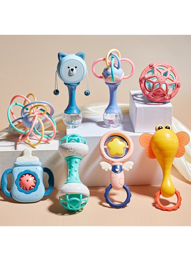 Baby Toy Rattle Newborn Baby 0 To 3 Months 6 Baby Grip Training Sand Hammer 4 Bite Rattle-Color:Teether Rattle Milk Bottle-powder 【bag】】 - Image 5