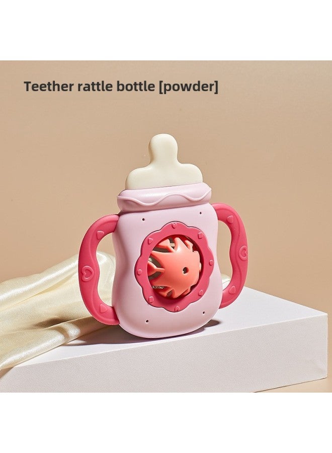 Baby Toy Rattle Newborn Baby 0 To 3 Months 6 Baby Grip Training Sand Hammer 4 Bite Rattle-Color:Teether Rattle Milk Bottle-powder 【bag】】 - Image 1