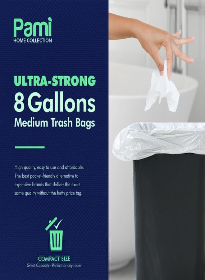 PAMI Medium 8-Gallon Trash Bags 100-Pack, White - Strong Multipurpose Plastic Wastebasket - Unscented Can Liners For Kitchen Bathroom Office-Garbage Bags, 1ft x2ft - Image 2