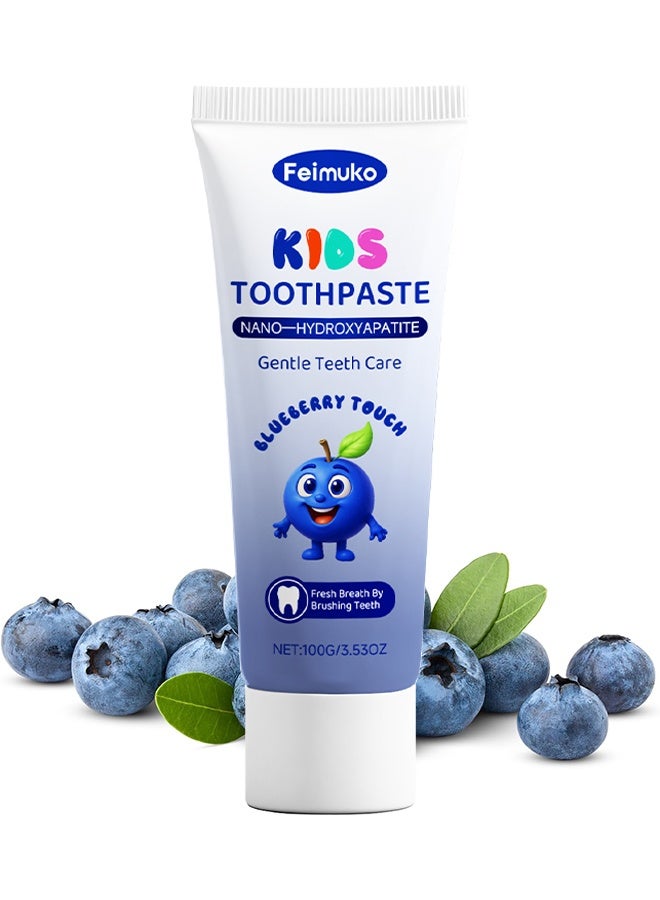Feimuko Kids Toothpaste, Nano Hydroxyapatite Toothpaste, Probiotics, Gentle Teeth care， Vitamins, Xylitol Tooth Paste Kids, Remineralizing, Natural, Plant-Based Foam, 100G - Image 1