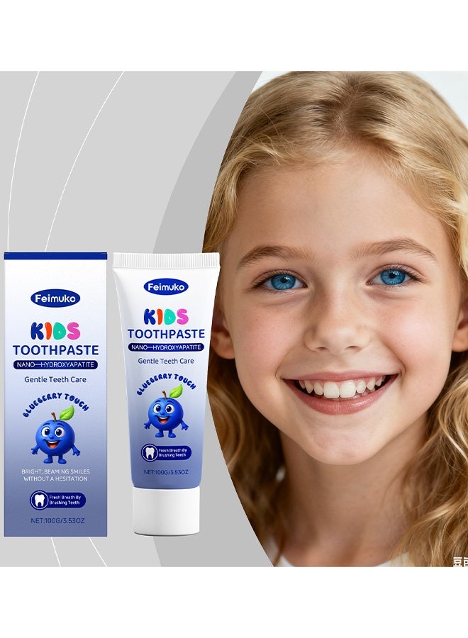 Feimuko Kids Toothpaste, Nano Hydroxyapatite Toothpaste, Probiotics, Gentle Teeth care， Vitamins, Xylitol Tooth Paste Kids, Remineralizing, Natural, Plant-Based Foam, 100G - Image 2