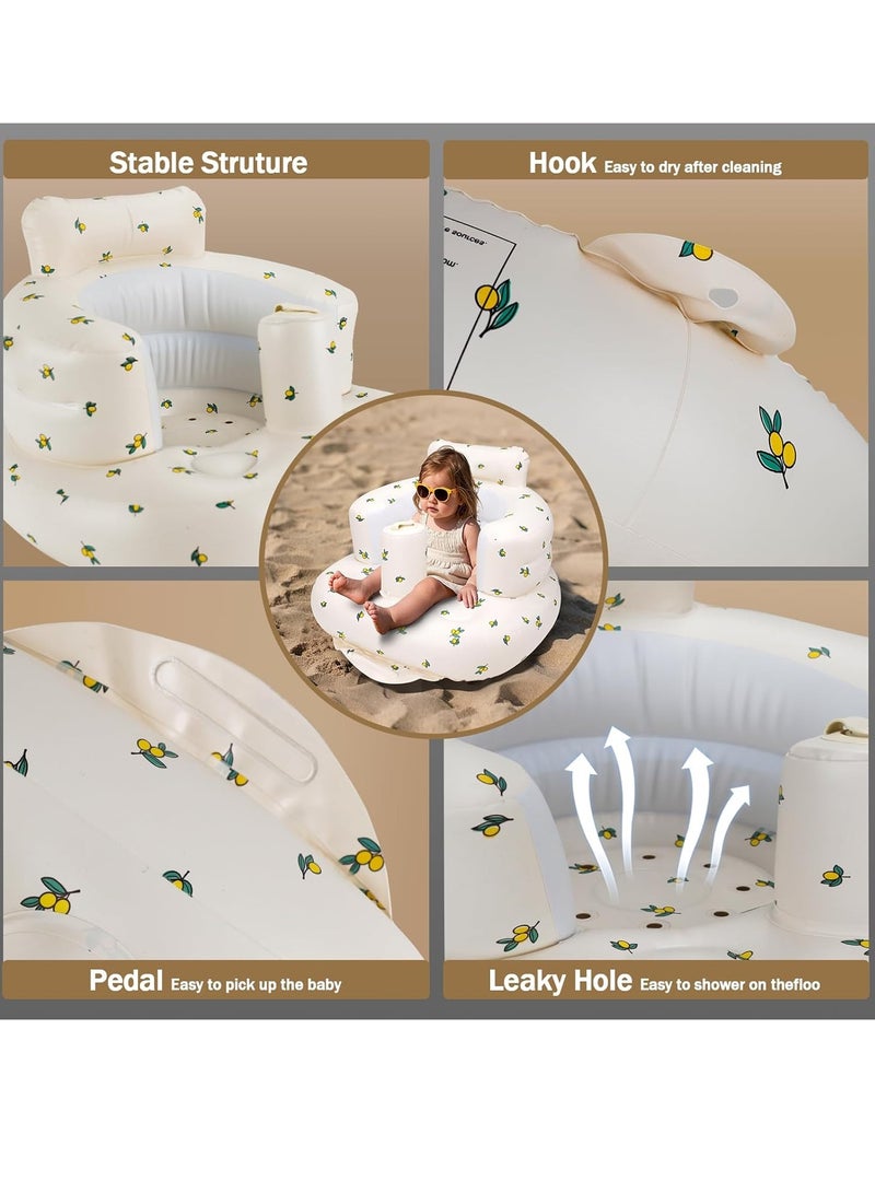 Gonice Baby Chair, AirSwim Baby Inflatable Seat for Babies 3 Months and Up Summer Inflatable Baby Seat for Sitting Up, Blow Up Baby Floor Seat with Built in Air Pump, Orange - Image 3