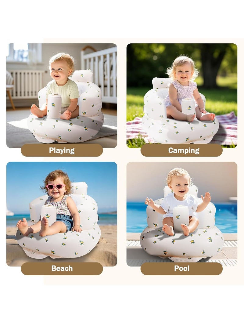 Gonice Baby Chair, AirSwim Baby Inflatable Seat for Babies 3 Months and Up Summer Inflatable Baby Seat for Sitting Up, Blow Up Baby Floor Seat with Built in Air Pump, Orange - Image 5