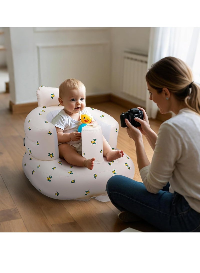Gonice Baby Chair, AirSwim Baby Inflatable Seat for Babies 3 Months and Up Summer Inflatable Baby Seat for Sitting Up, Blow Up Baby Floor Seat with Built in Air Pump, Orange - Image 4