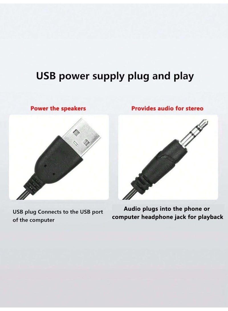Computer Speaker Soundbar - 3W * 2.0 channels - 3.5mm Jack + USB Powered For Laptop, Desktop - Image 4